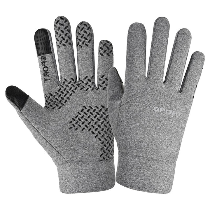 Black velvet lined winter sports gloves