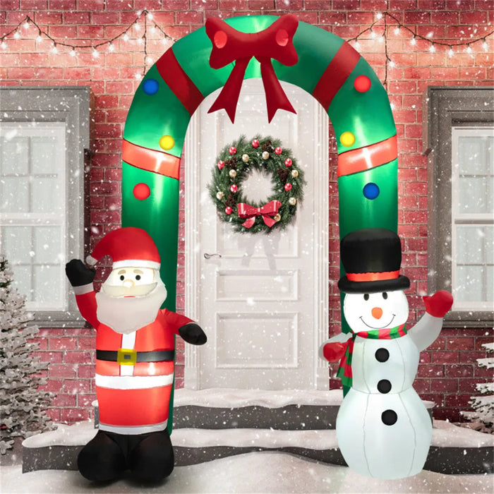 Harwelton Inflatable Christmas Arch with Santa and Snowman, 244cm