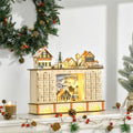 Wooden Christmas village advent calendar lit up