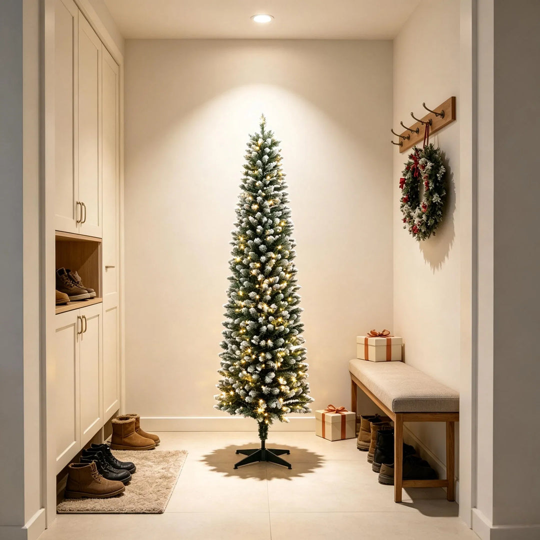 Frosted slim pencil tree with remote