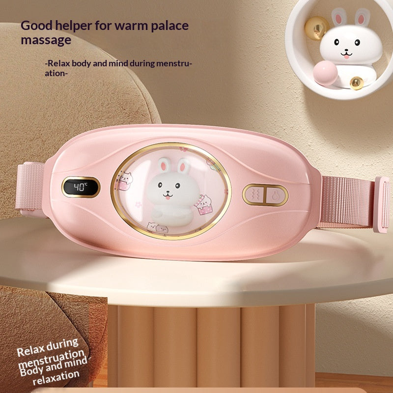 Pink warming belly belt with bunny face