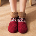 Knitted slipper socks with fleece cuff