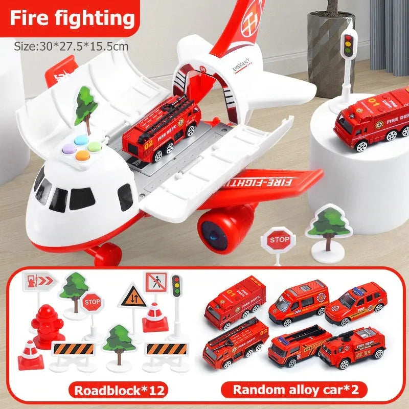Harwelton™ XL Airplane Toy Set with Cars, Crane and Road Signs, 20 Pieces