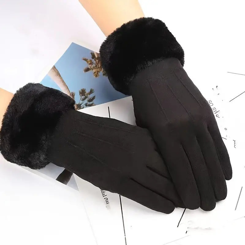 Harwelton™ Velvet-Lined Suede Winter Gloves with Plush Cuff