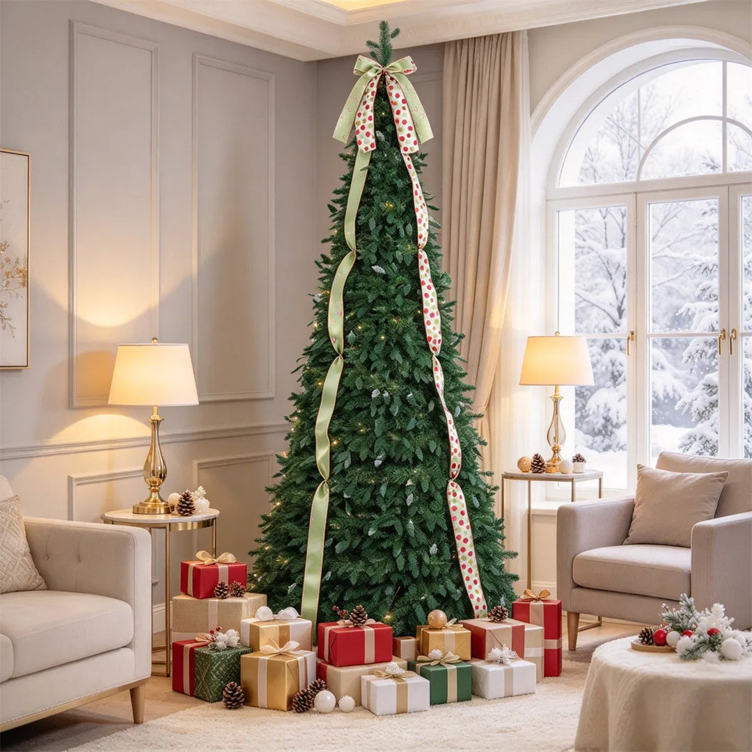 Pop-up Christmas tree with satin ribbons