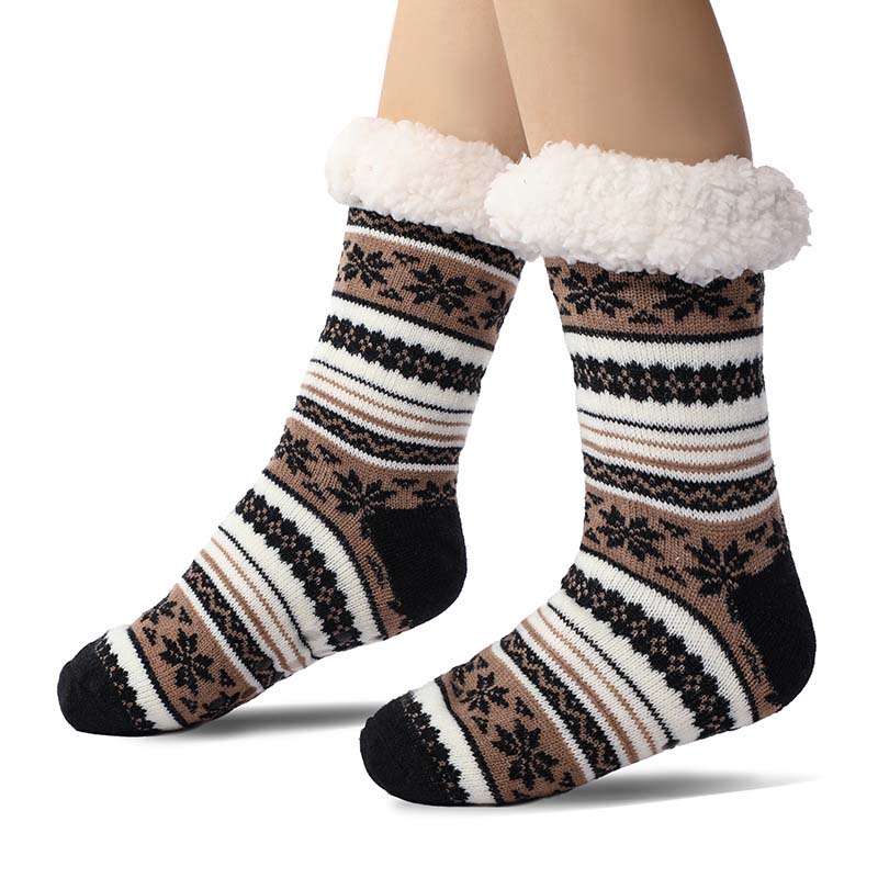 Ultra-Thick Snowflake Slipper Socks with Silicone Grips
