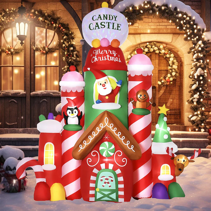 Harwelton Inflatable Christmas Candy Castle with Santa, 3m Tall