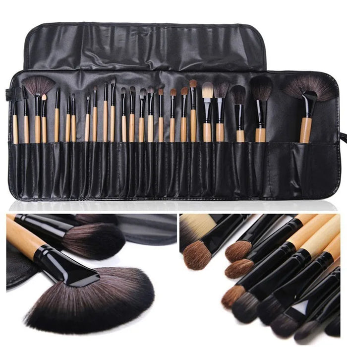 Harwelton 24-piece makeup brush set with roll-up pouch