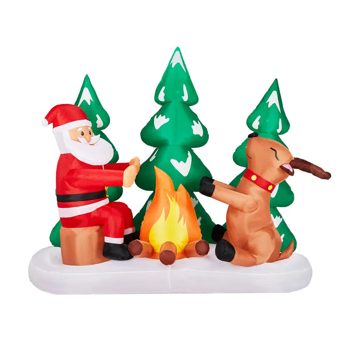 Harwelton 9ft Inflatable Santa and Reindeer Campfire Scene