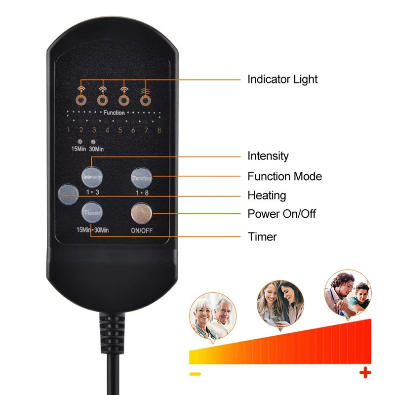 Harwelton™ Heated Massage Seat Pad with 7 Motors for Home &amp; Car