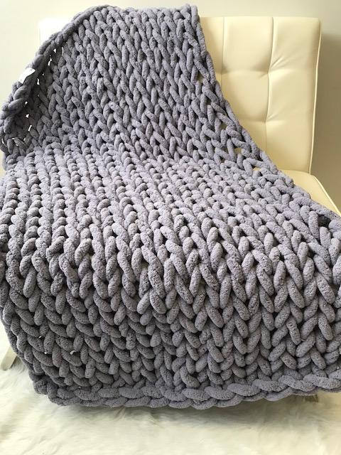 Chunky Cable-Knit Throw Blanket with a Gently Weighted Feel
