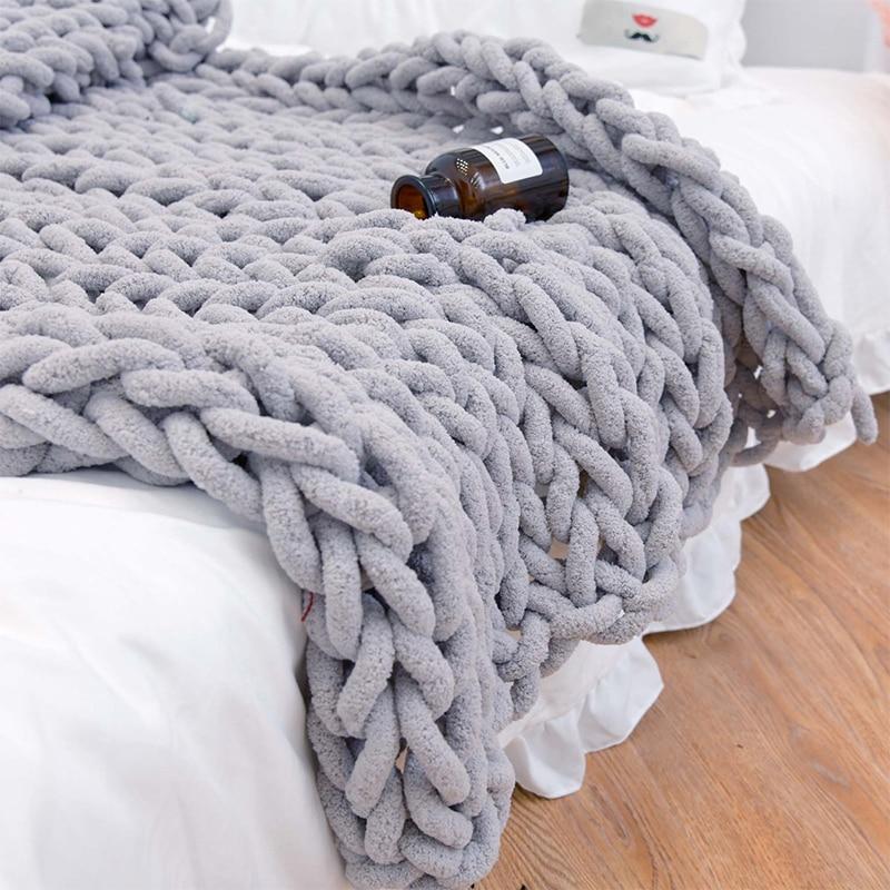 Chunky Cable-Knit Throw Blanket with a Gently Weighted Feel
