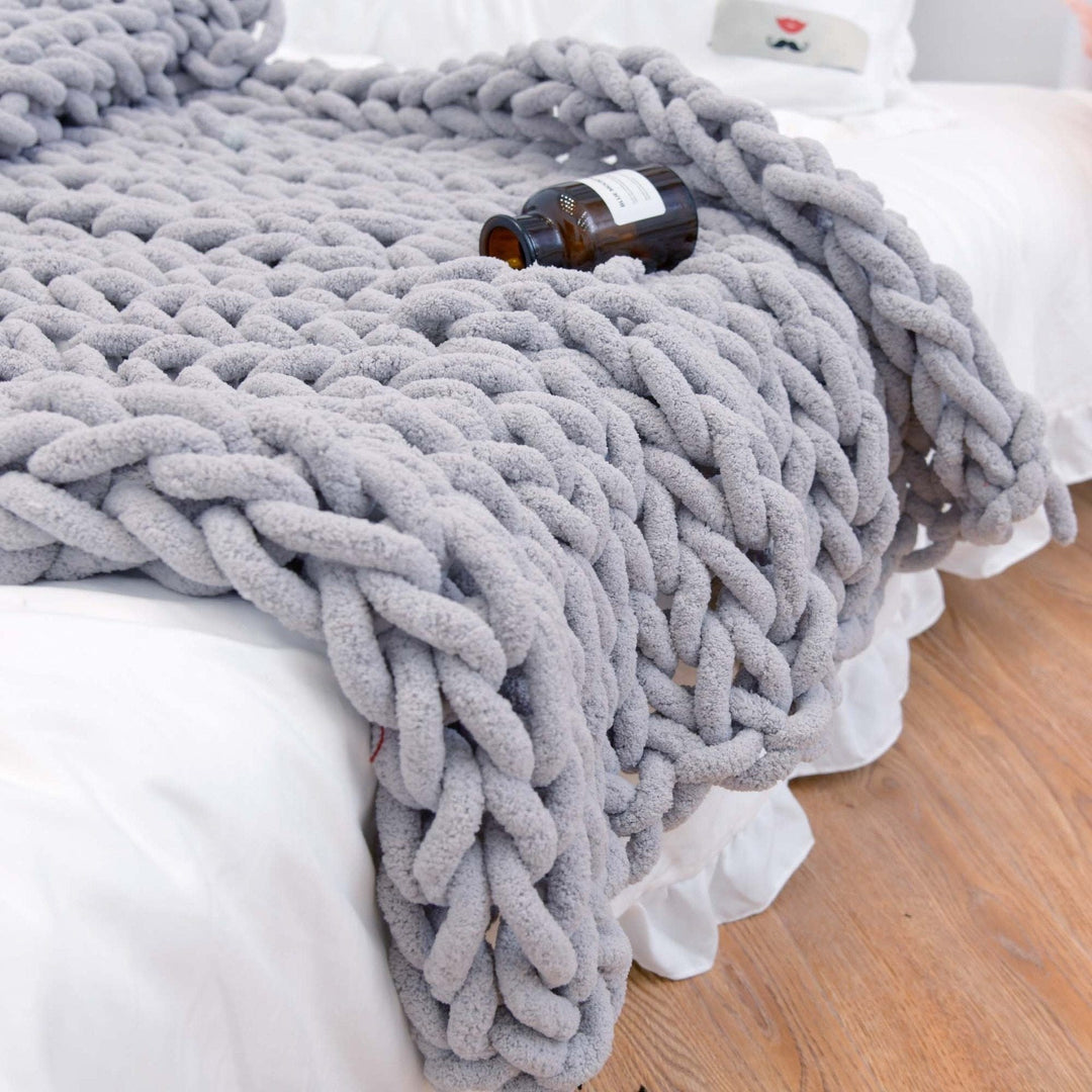 Chunky Cable-Knit Throw Blanket with a Gently Weighted Feel