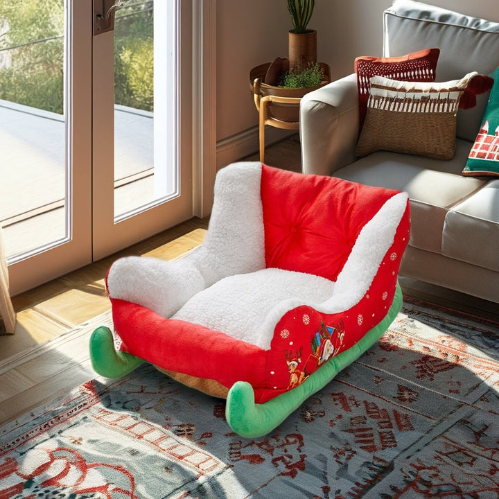 Christmas Sleigh Pet Bed – Warm Cloud Nest for Cats &amp; Dogs, the Perfect Winter Retreat for Your Furry Friends