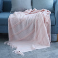 Harwelton™ Textured Stripe Knit Throw Blanket with Knotted Tassel Fringe