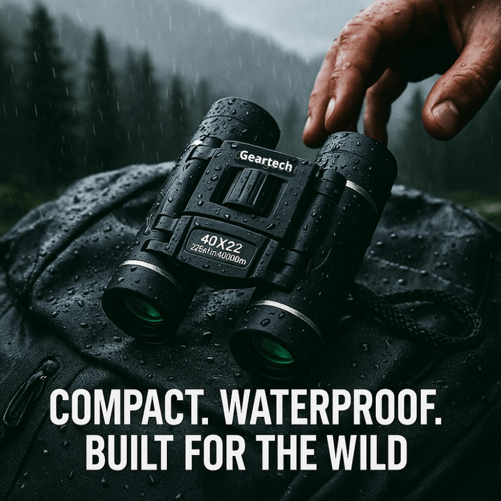 Compact Folding Binoculars, Water-Resistant with Central Focus