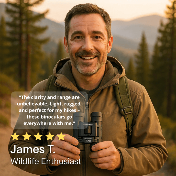 Compact Folding Binoculars, Water-Resistant with Central Focus