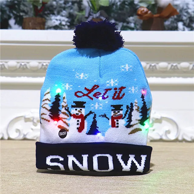 Harwelton™ LED Light-Up Knitted Christmas Hat for Kids &amp; Adults