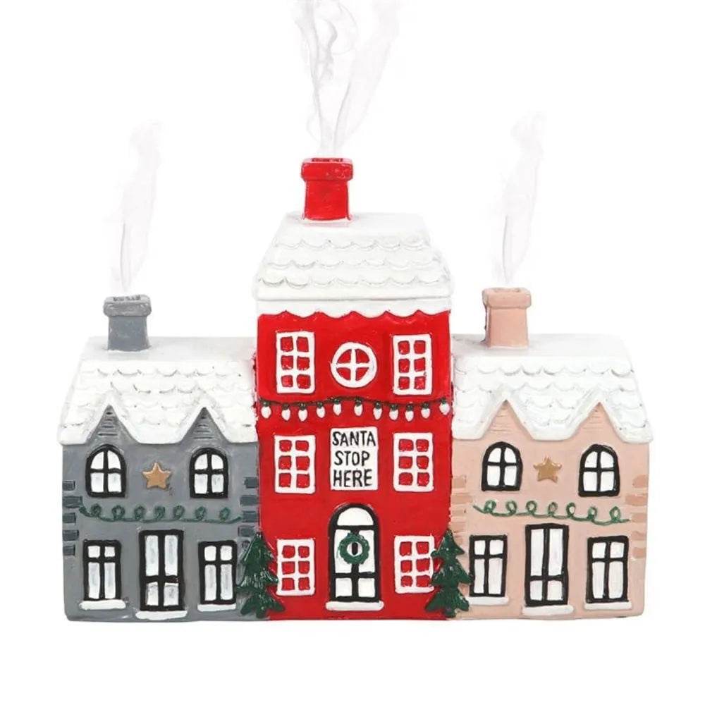Christmas Cottage Incense Cone Burner with 2 Cones
