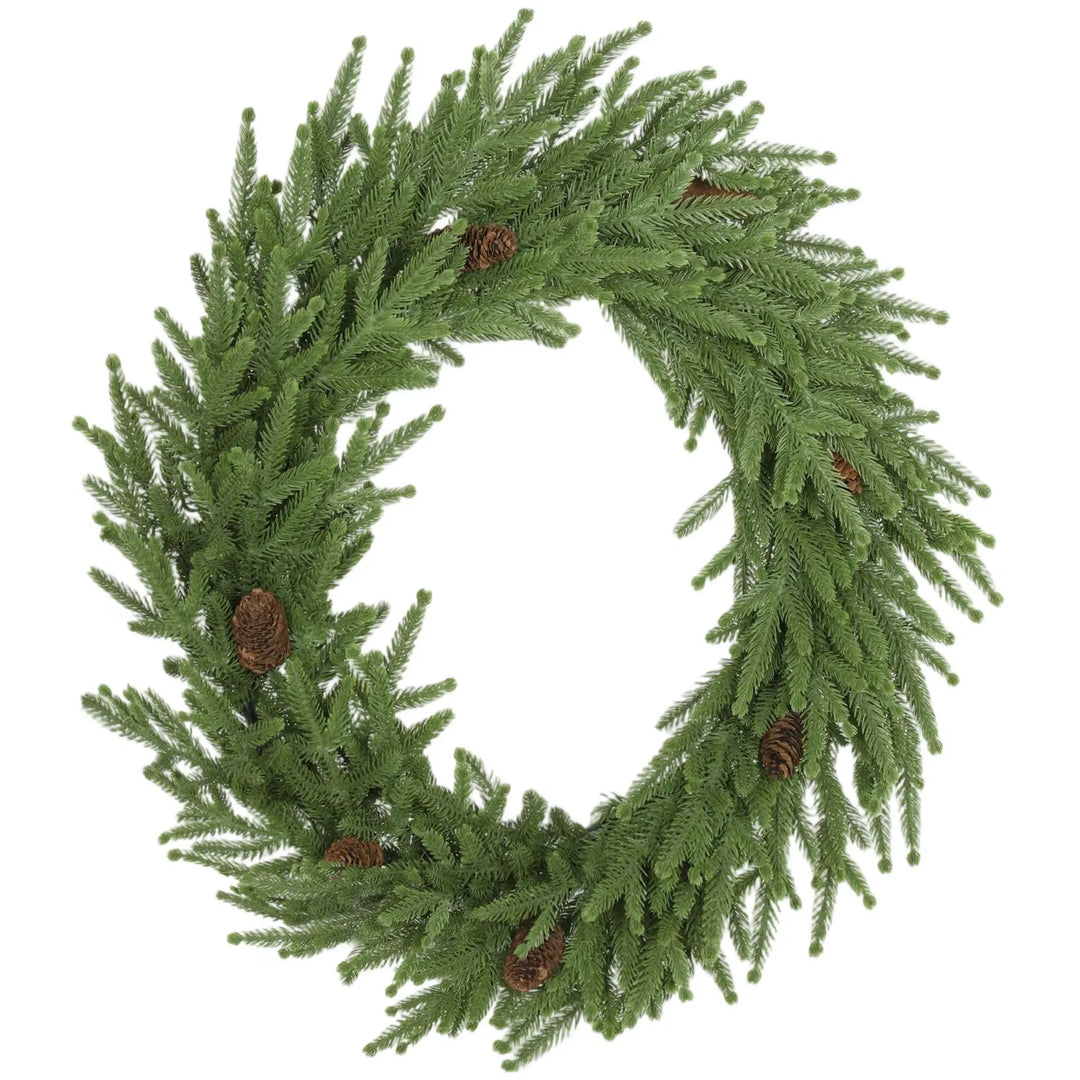 Norfolk pine wreath with pine cones