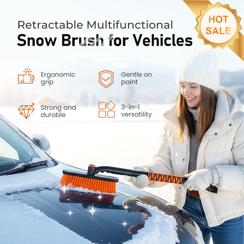 3-in-1 Telescopic Snow Brush and Ice Scraper with Swivel Head