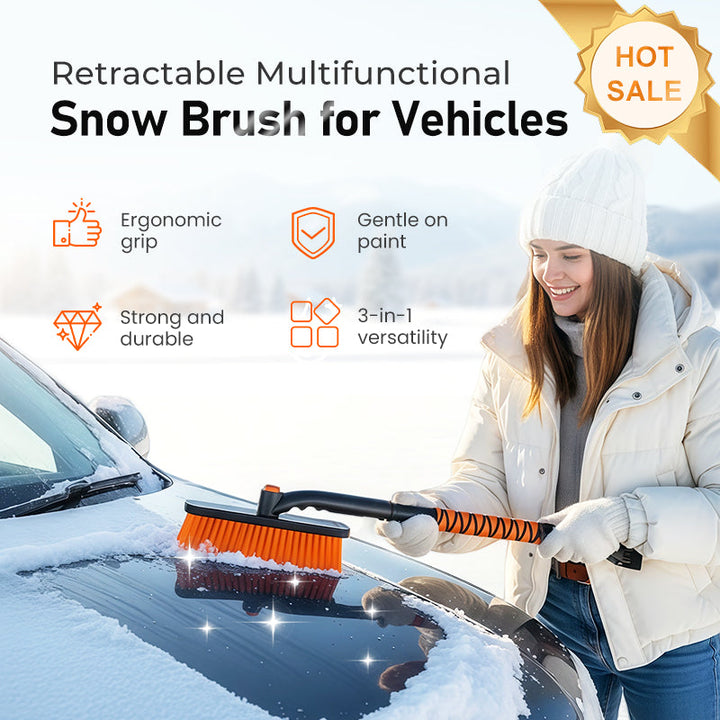 3-in-1 Telescopic Snow Brush and Ice Scraper with Swivel Head