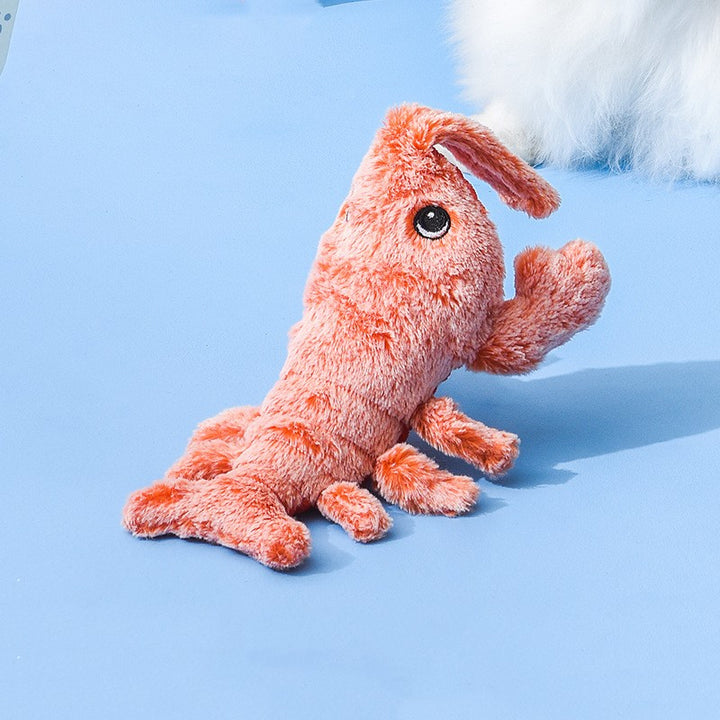 Orange plush lobster cat toy
