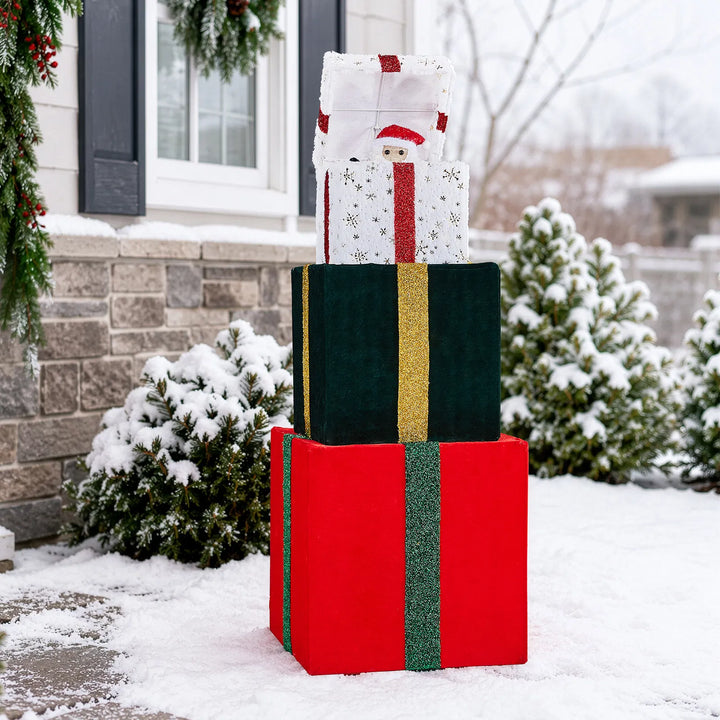 Animated three-tier gift box decoration