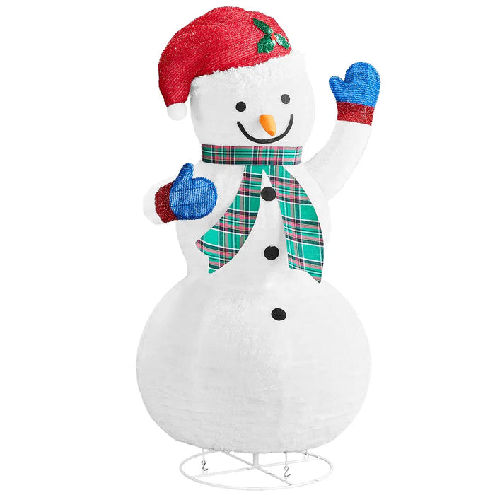 Harwelton 4ft Collapsible Light-Up Snowman with Plaid Scarf