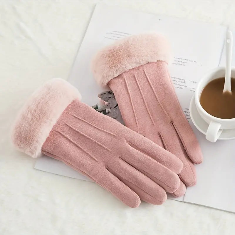Harwelton™ Velvet-Lined Suede Winter Gloves with Plush Cuff