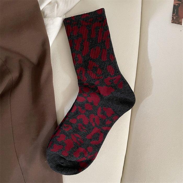 Harwelton Women's Leopard Print Cotton Crew Socks
