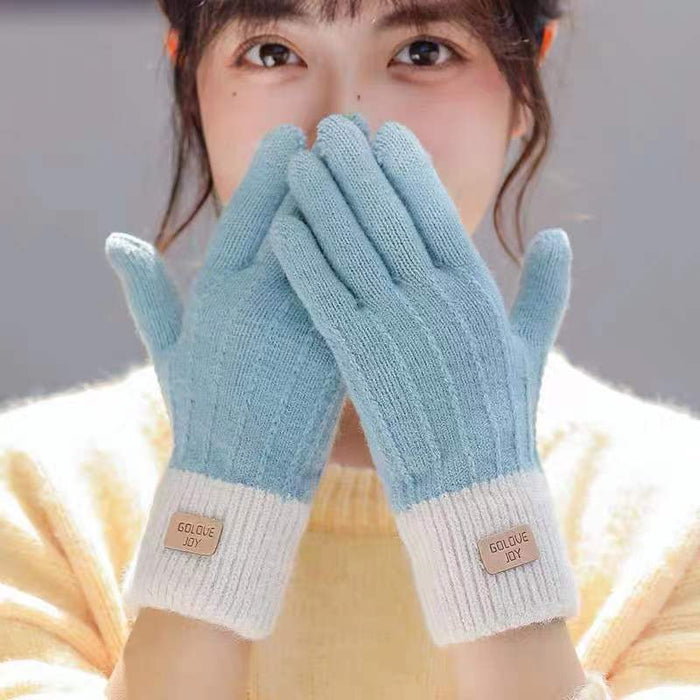 Harwelton Knitted Touchscreen Gloves with Contrast Ribbed Cuff