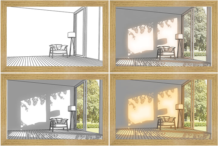 Framed LED painting with sunshine glow