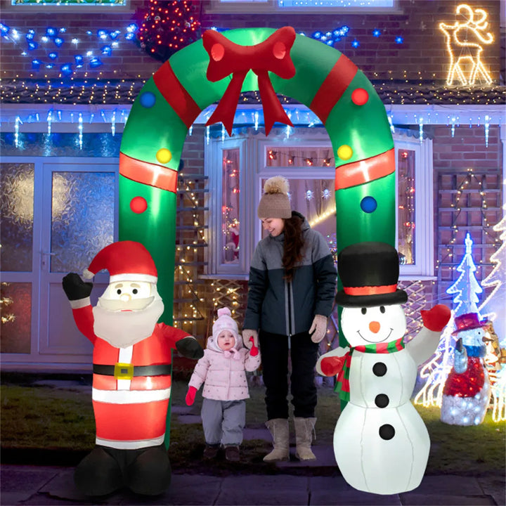 Inflatable arch with Santa and snowman