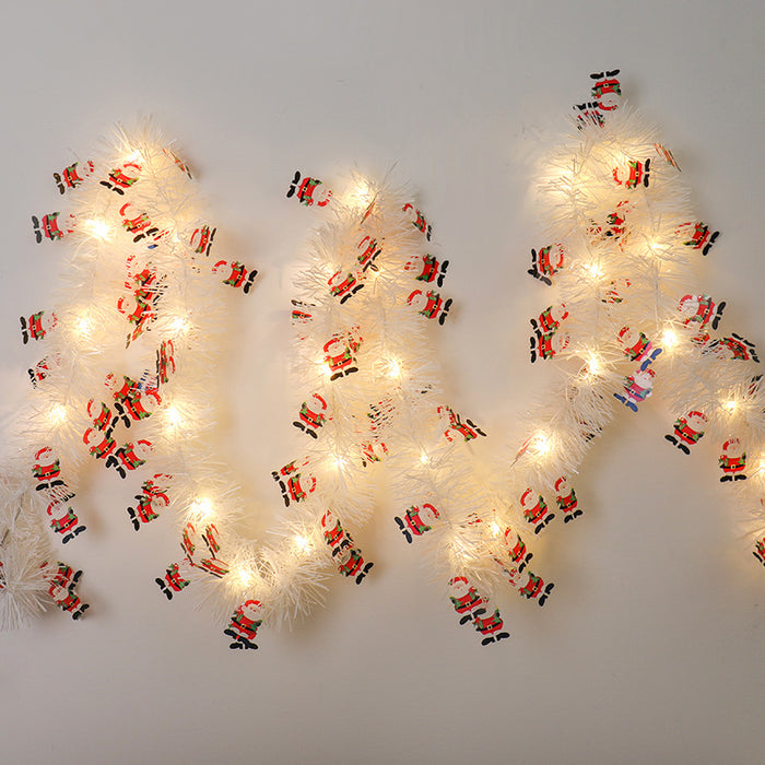 Harwelton Christmas Tinsel Garland with Battery LED Lights