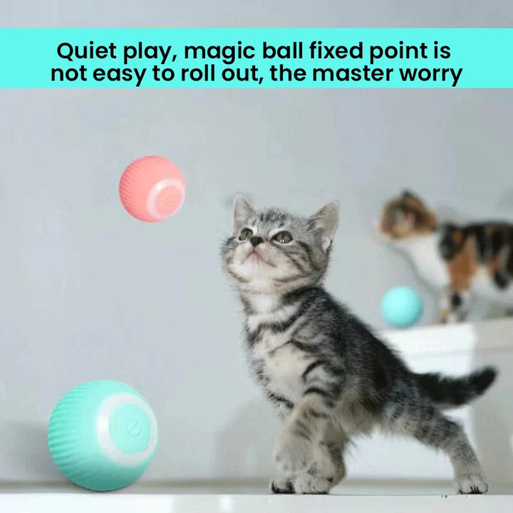 Interactive Rolling Cat Toy Ball with Smart Obstacle Sensor