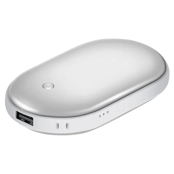 Harwelton Silver rechargeable hand warmer with 5000mAh power bank