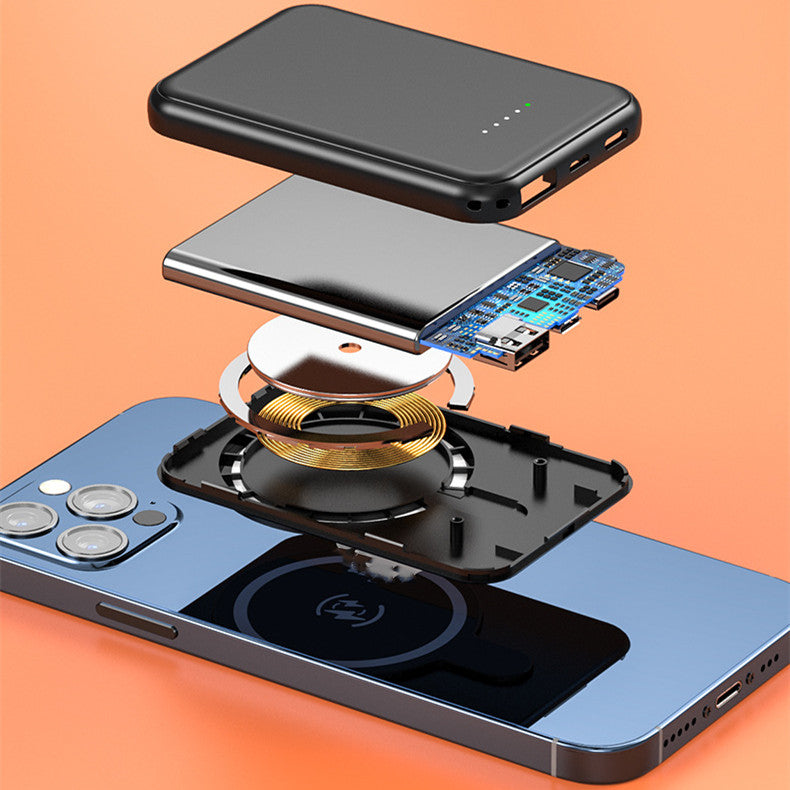 Magnetic mini power bank on phone