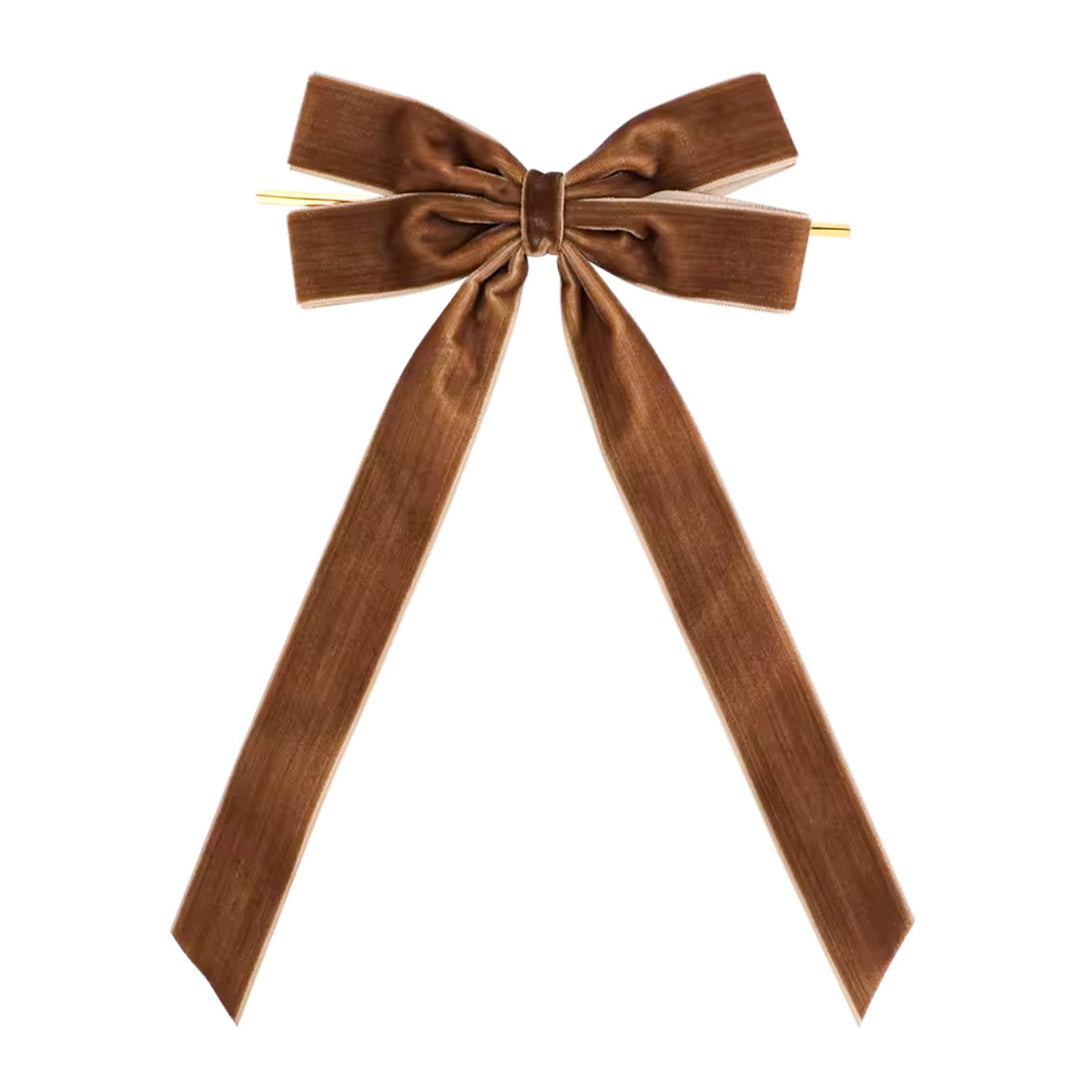 Red velvet Christmas bow with gold cord