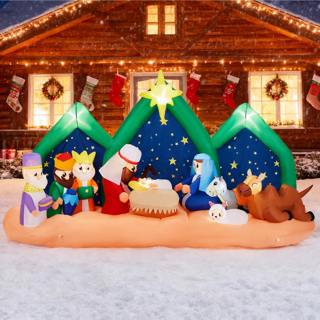 Large inflatable nativity with starry backdrop