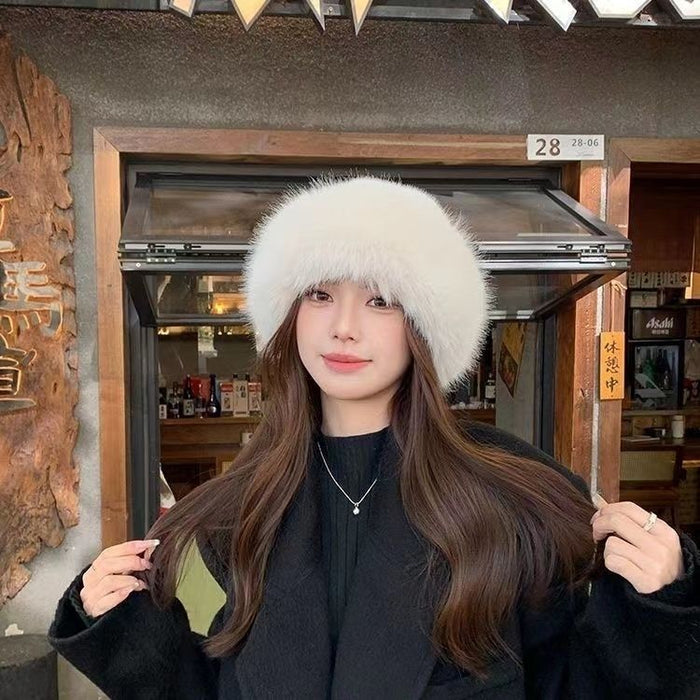 Harwelton Fluffy Faux Fur Hat with Rolled Brim