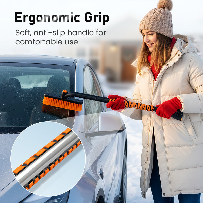 3-in-1 Telescopic Snow Brush and Ice Scraper with Swivel Head