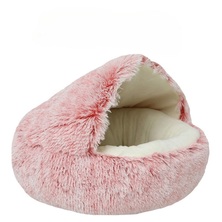 2-in-1 Round Cat Bed and Plush Winter Sleeping Bag