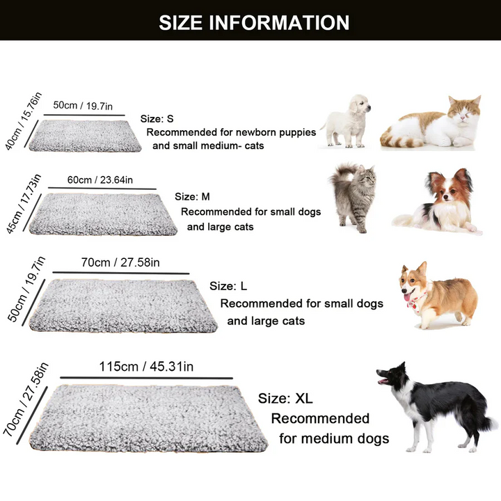 Self-Heating Pet Mat for Cats and Dogs in Soft Faux Fur