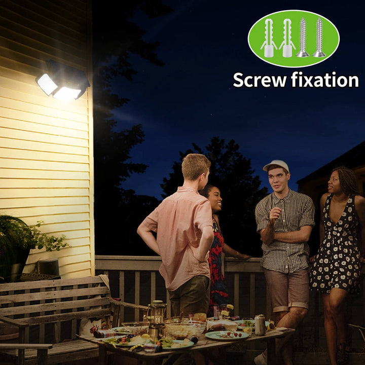 Solar Security Flood Light with Motion Sensor and 3 Adjustable Heads