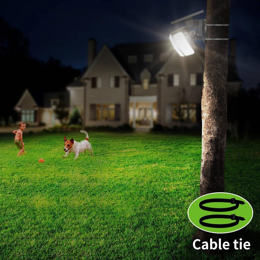 Solar Security Flood Light with Motion Sensor and 3 Adjustable Heads