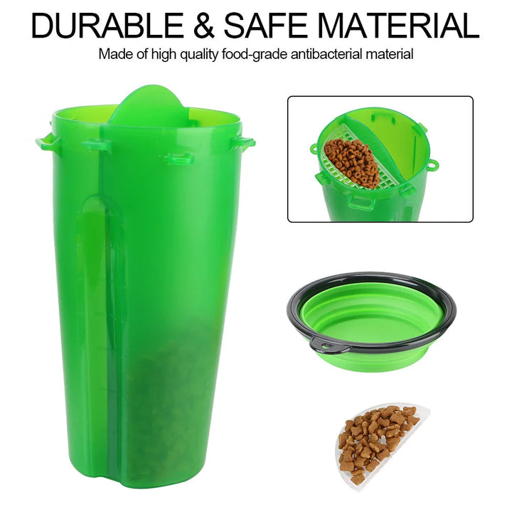 2-in-1 Dog Water Bottle and Food Holder for Walks
