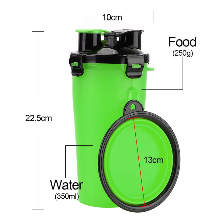 2-in-1 Dog Water Bottle and Food Holder for Walks