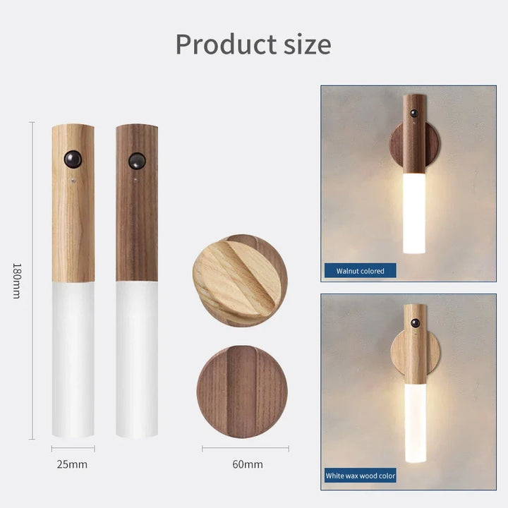 Rechargeable Wood Grain Motion Sensor Night Light, Magnetic
