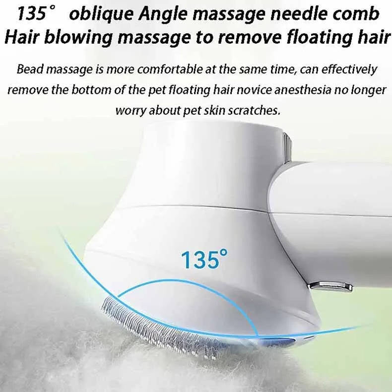 Quiet Pet Hair Dryer with Comb Brush and 4 Speed Settings
